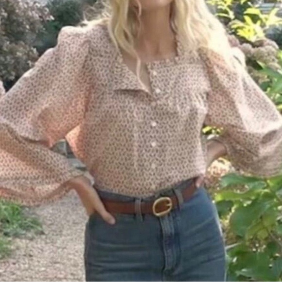 DOEN Lunaria Top in Cream Winter Ditsy Floral Print size S - Picture 2 of 7